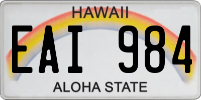 HI license plate EAI984