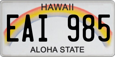 HI license plate EAI985