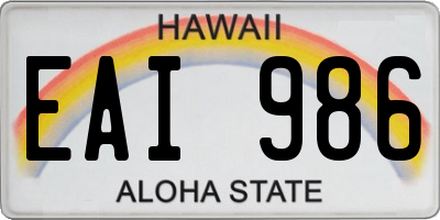 HI license plate EAI986