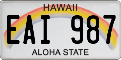 HI license plate EAI987