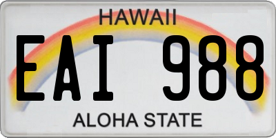 HI license plate EAI988