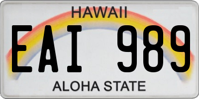 HI license plate EAI989