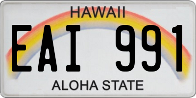 HI license plate EAI991