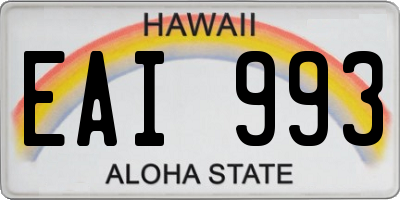 HI license plate EAI993