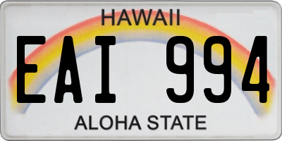 HI license plate EAI994