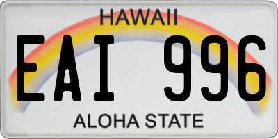 HI license plate EAI996