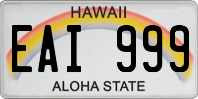 HI license plate EAI999