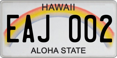 HI license plate EAJ002