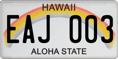 HI license plate EAJ003