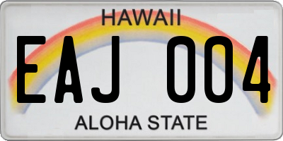 HI license plate EAJ004