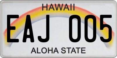 HI license plate EAJ005