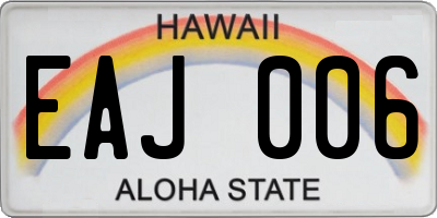 HI license plate EAJ006