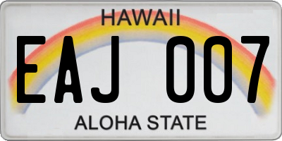 HI license plate EAJ007