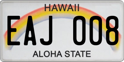 HI license plate EAJ008