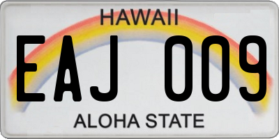 HI license plate EAJ009