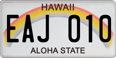 HI license plate EAJ010