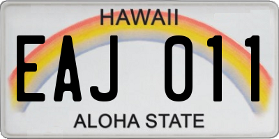 HI license plate EAJ011