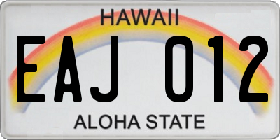 HI license plate EAJ012