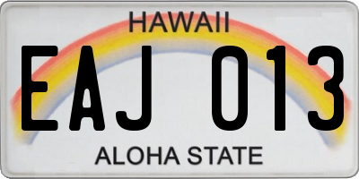 HI license plate EAJ013