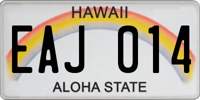 HI license plate EAJ014