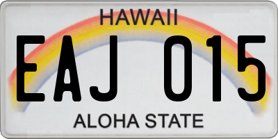 HI license plate EAJ015