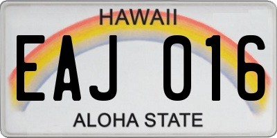 HI license plate EAJ016