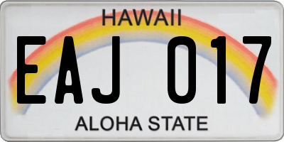 HI license plate EAJ017