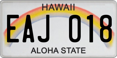 HI license plate EAJ018