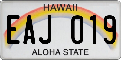 HI license plate EAJ019