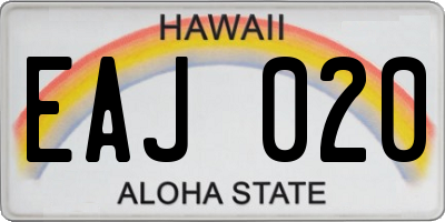 HI license plate EAJ020