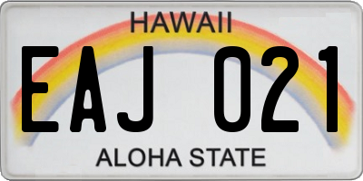 HI license plate EAJ021