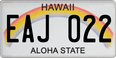 HI license plate EAJ022