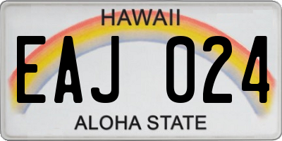 HI license plate EAJ024