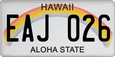 HI license plate EAJ026