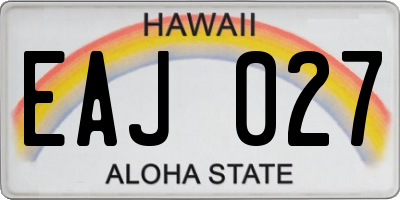 HI license plate EAJ027