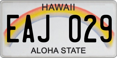 HI license plate EAJ029