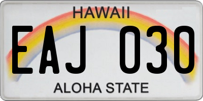 HI license plate EAJ030