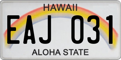 HI license plate EAJ031