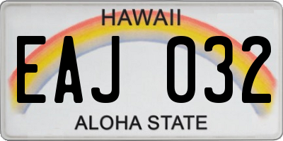 HI license plate EAJ032