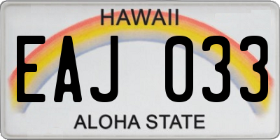 HI license plate EAJ033