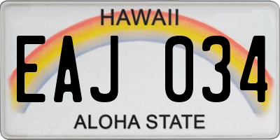 HI license plate EAJ034