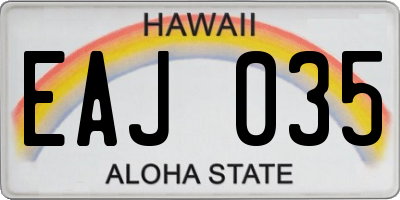 HI license plate EAJ035