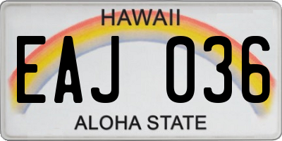 HI license plate EAJ036