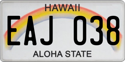 HI license plate EAJ038