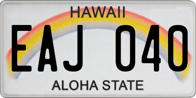 HI license plate EAJ040