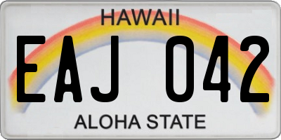 HI license plate EAJ042