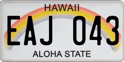 HI license plate EAJ043