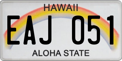 HI license plate EAJ051