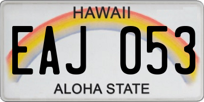 HI license plate EAJ053