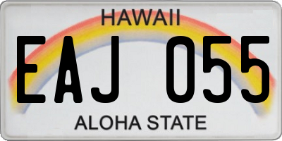 HI license plate EAJ055